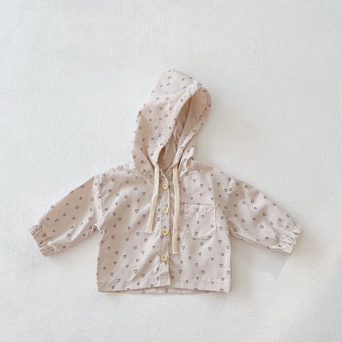 Spring and autumn love polka dot printed windproof sunscreen cardigan long sleeve thin hooded coat